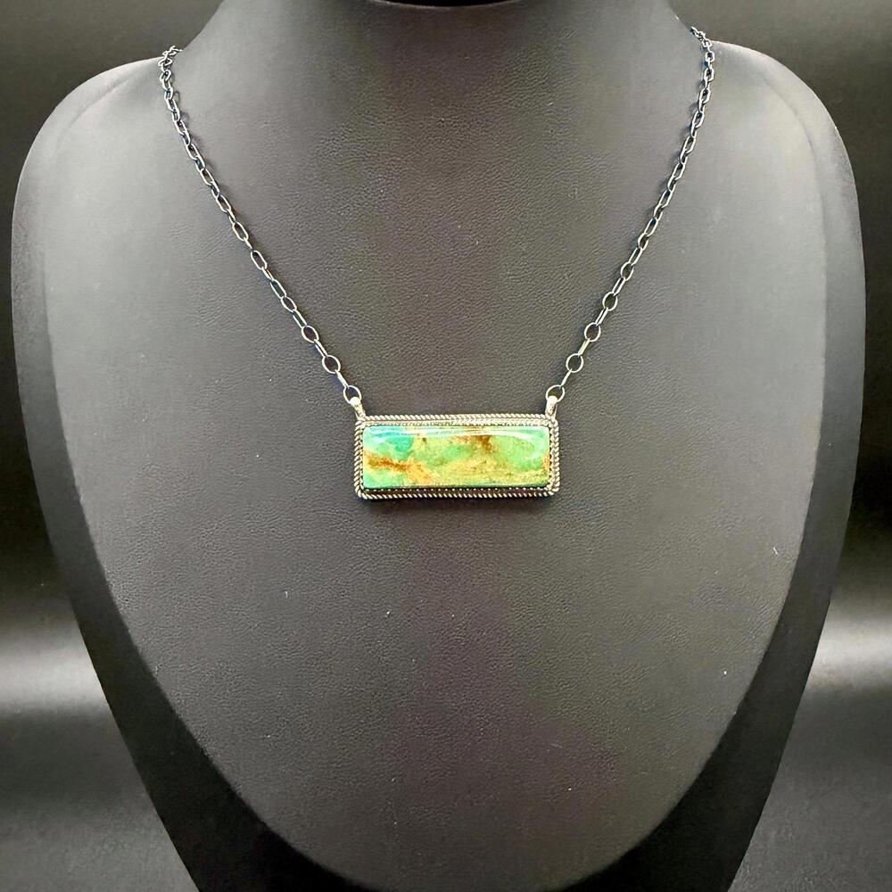 High-Grade Turquoise Bar Necklace – Sterling Silver
By Tia Long